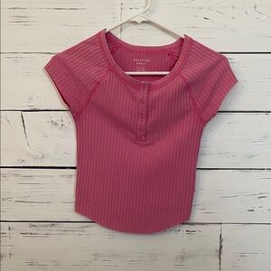 American Eagle Outfitters Pink Ribbed Tee